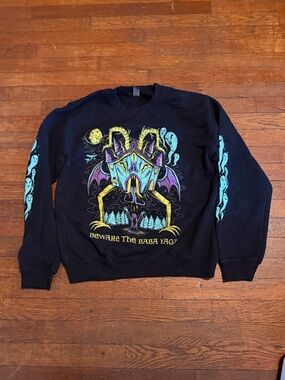 Black Crewneck with Neon Baba Yaga Graphic